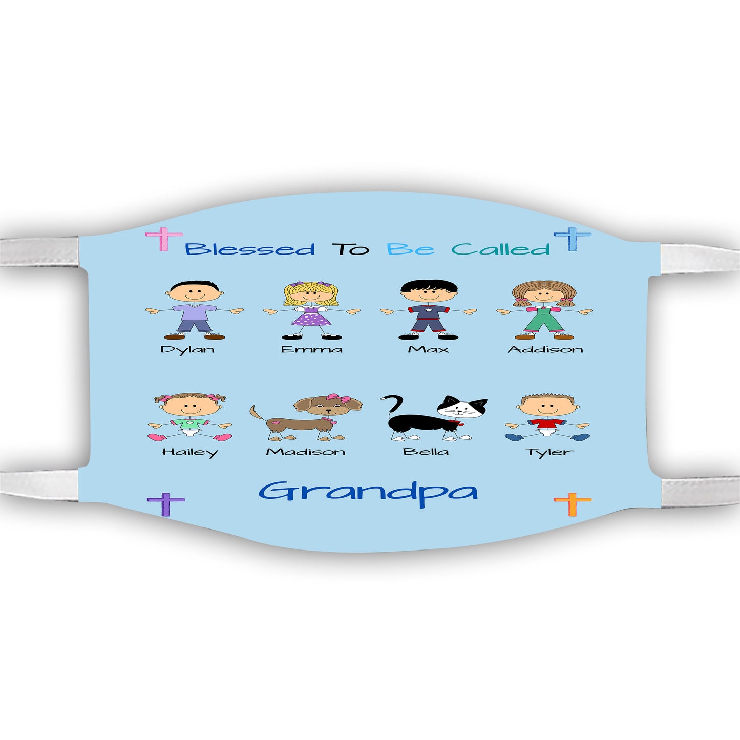 Personalized Blessed to be Called Dog Cat Pets Grandpa, Uncle, Dad, Husband or Brother Face Mask