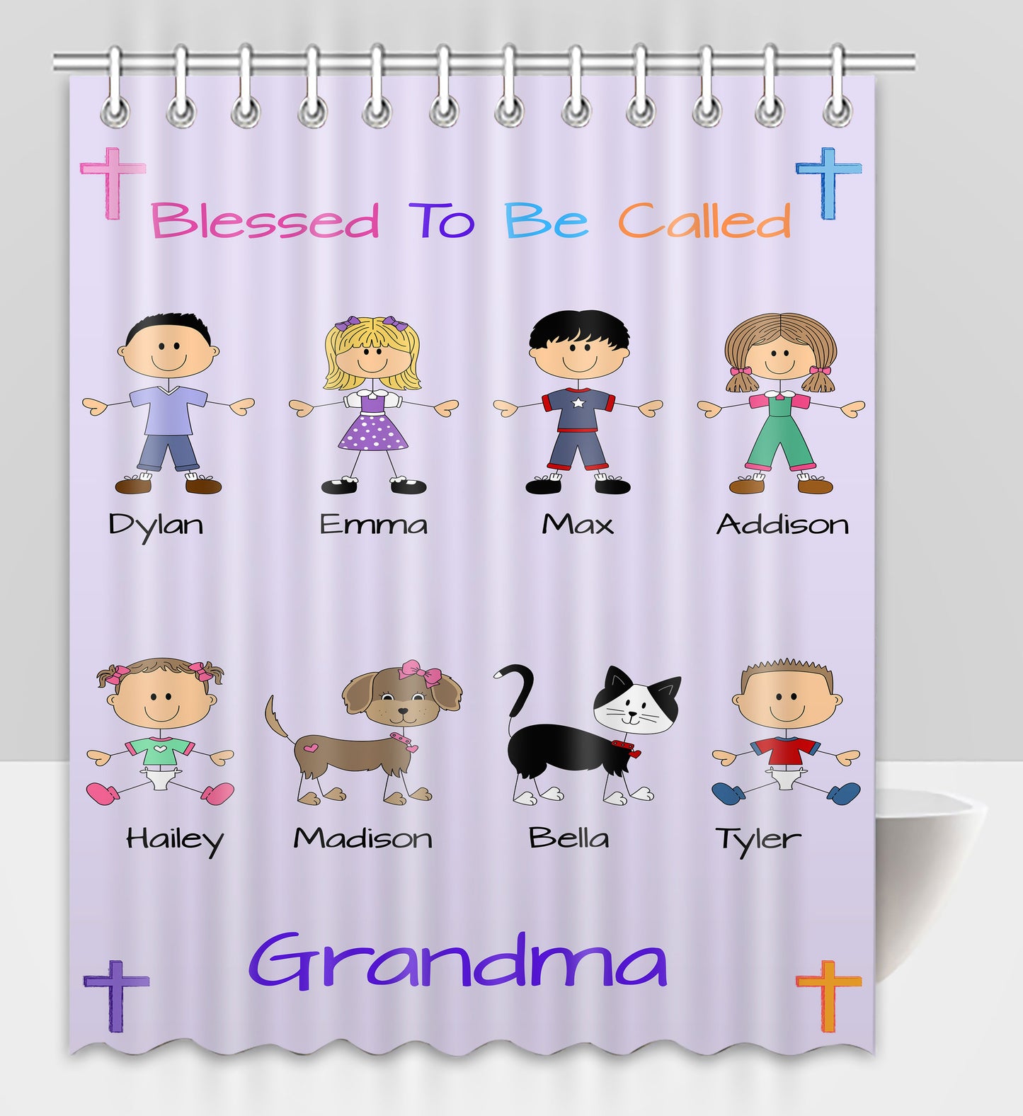Personalized Blessed to be Called Dog Cat Pets Grandma, Aunt, Mom, Wife or Sister Shower Curtain