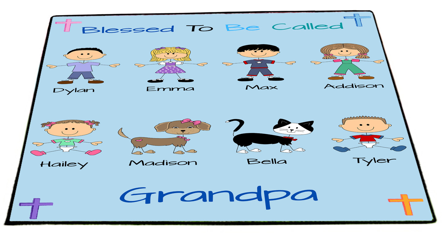 Personalized Blessed To be Called Dog Cat Pets Grandpa, Uncle, Dad, Husband or Brother Floormat
