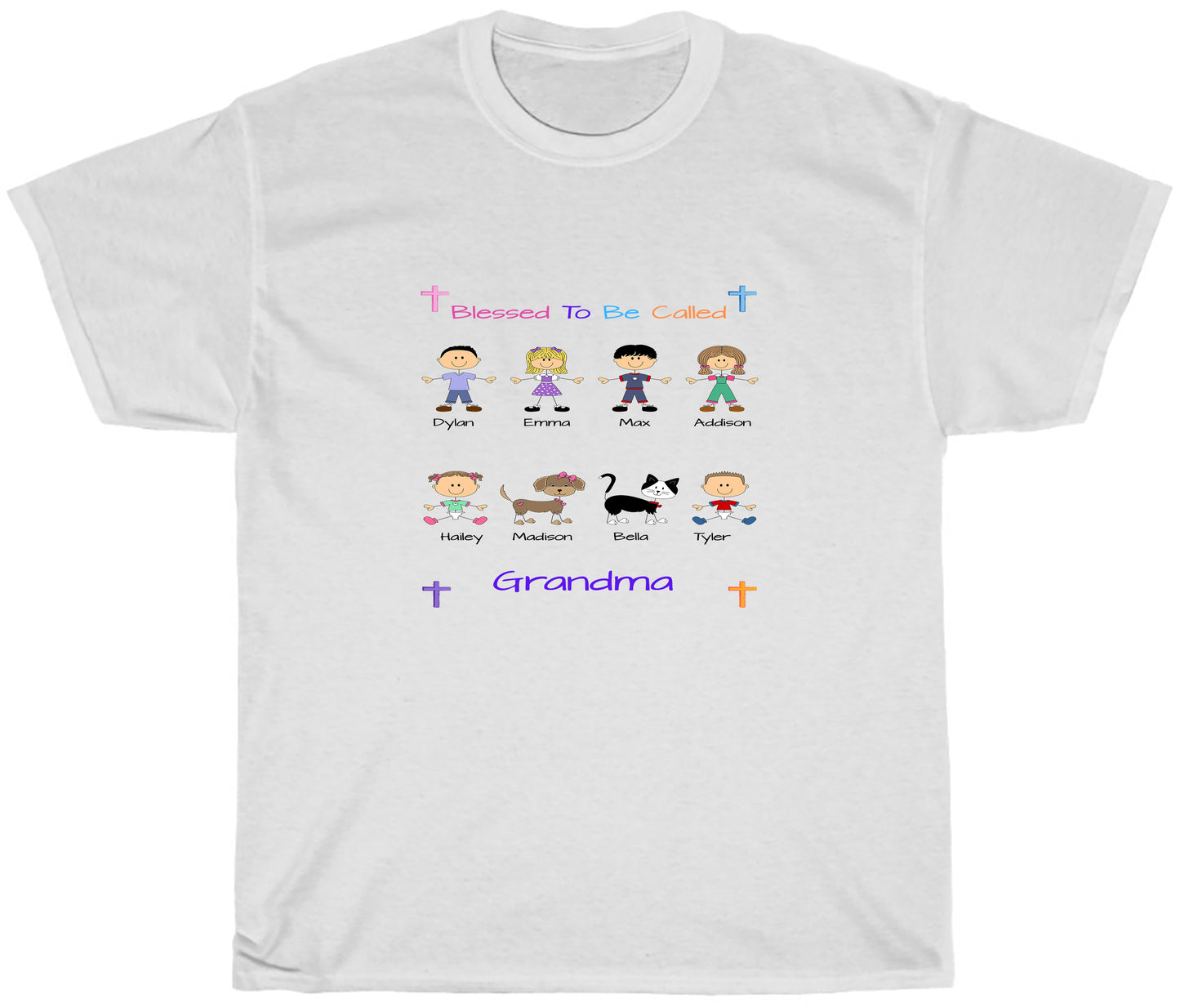 Personalized Dog Cat Pets Blessed To be Called Grandma Aunty Mom, Wife or Sister Women's Cotton T-Shirt