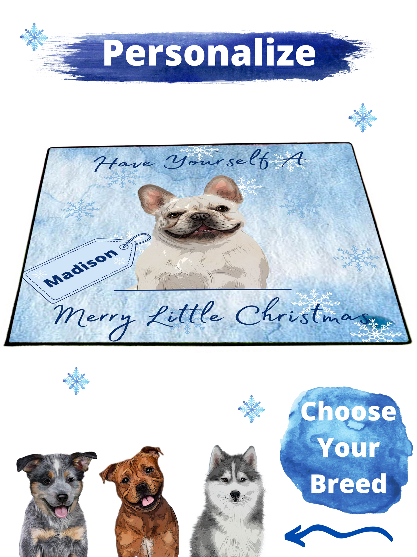 Personalized Have Yourself A Merry Little Christmas Dog Cat Pets Floormat