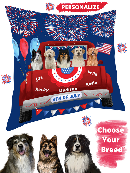 Personalized 4th of July Independence Dog Cat Pets Pillow 1-5 Pets
