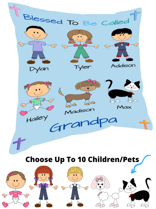 Personalized Blessed To Be Called Dog Cat Pets Grandpa, Uncle, Dad, Husband or Brother Pillow