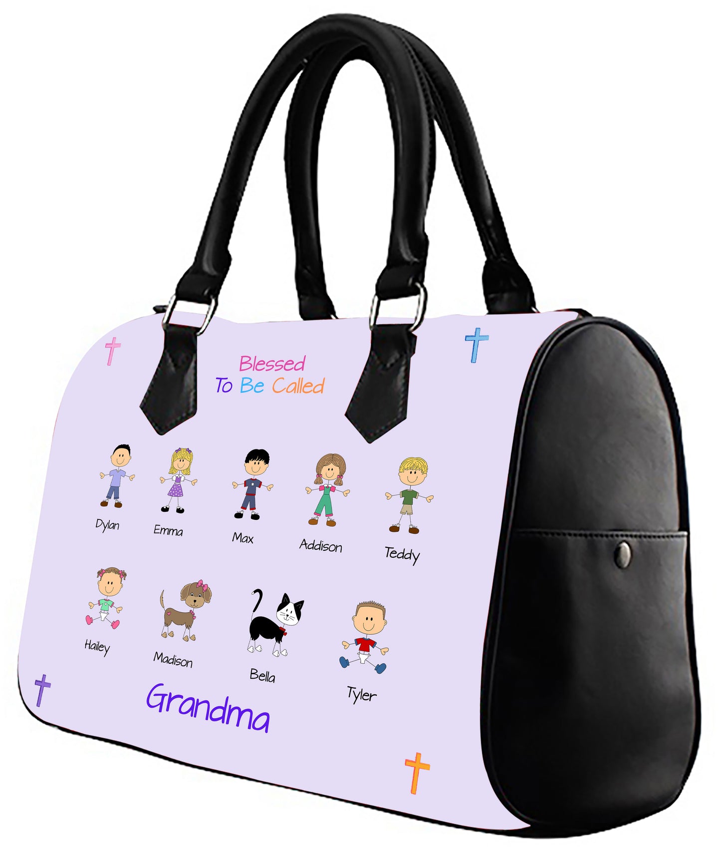 Personalized Blessed to be Called Dog Cat Pets Grandma, Aunt, Mom, Wife or Sister Boston Handbag