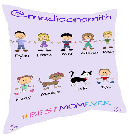 Personalized Dog Cat Pets Best Ever Grandma, Aunt, Mom, Wife or Sister Pillow