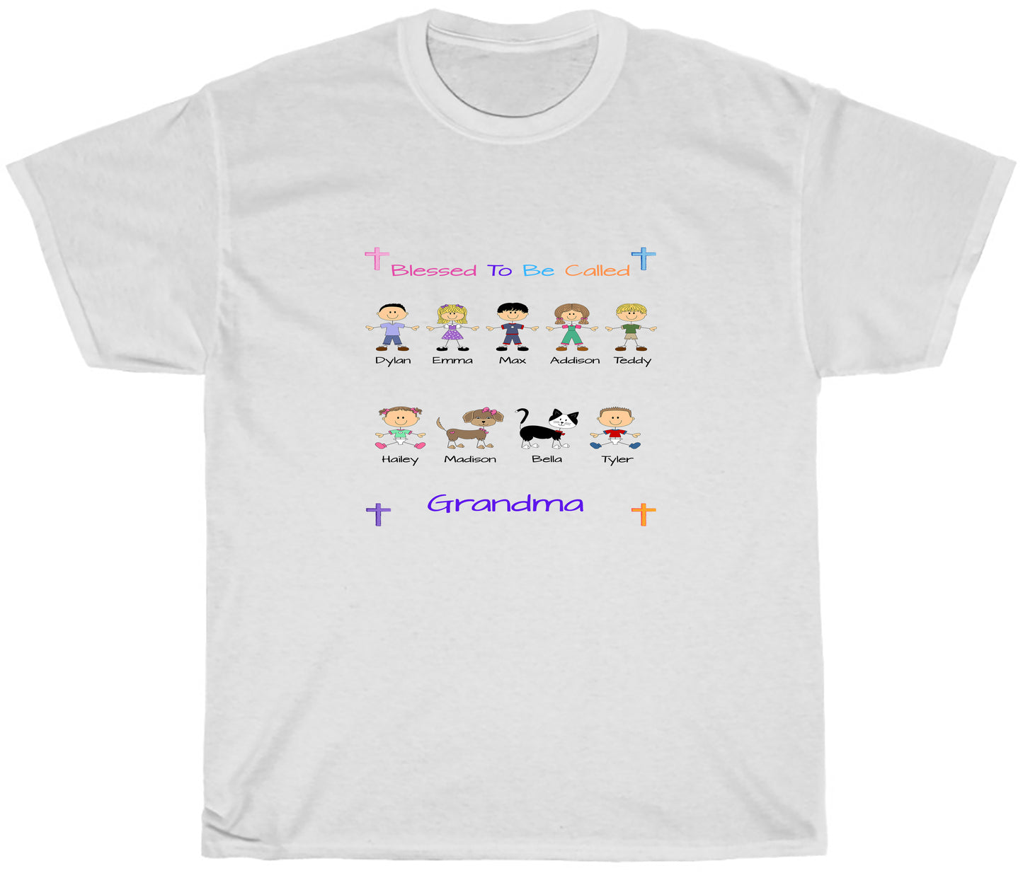 Personalized Dog Cat Pets Blessed To be Called Grandma Aunty Mom, Wife or Sister Women's Cotton T-Shirt