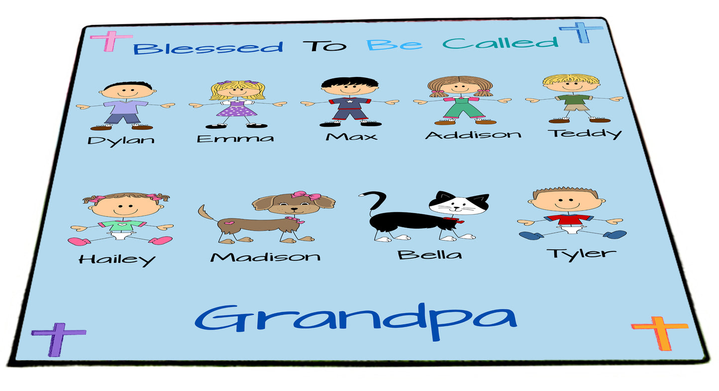 Personalized Blessed To be Called Dog Cat Pets Grandpa, Uncle, Dad, Husband or Brother Floormat