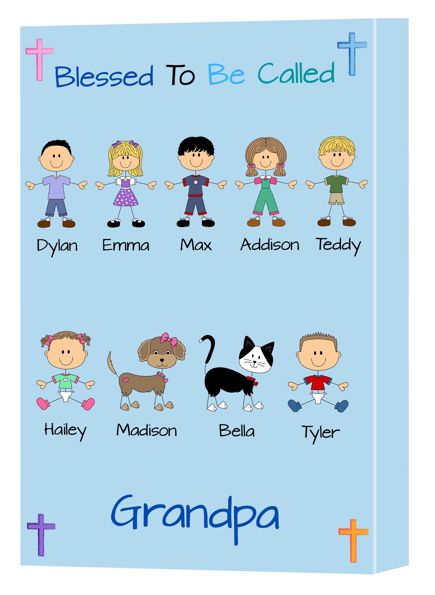 Personalized Blesses To Be Called Dog Cat Pets Grandpa, Uncle, Dad, Husband or Brother Canvas Print Wall Art Décor