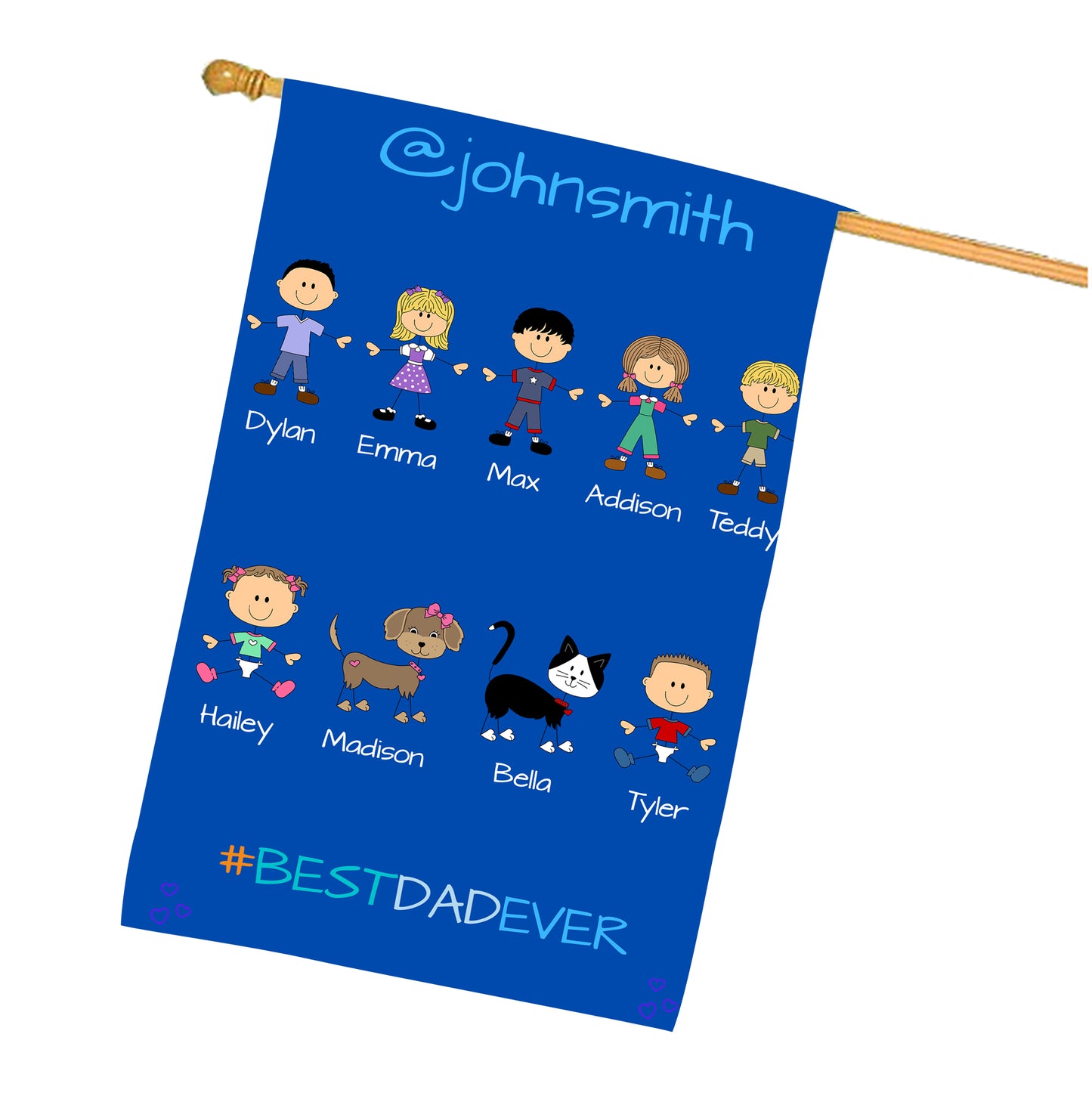 Personalized Dog Cat Pets Best Ever Grandpa, Uncle, Dad, Husband or Brother's House Flag