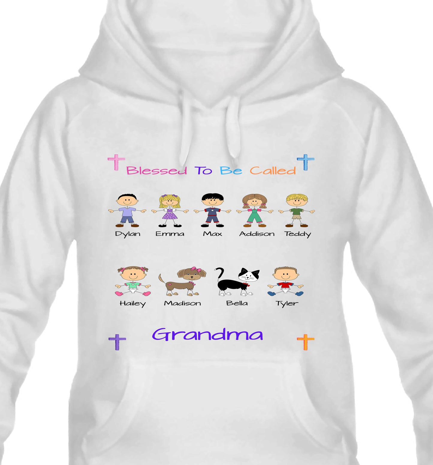 Personalized Blessed To Be Called Dog Cat Pets Grandma, Aunt, Mom, Wife or Sister Men's & Women's Hoodie