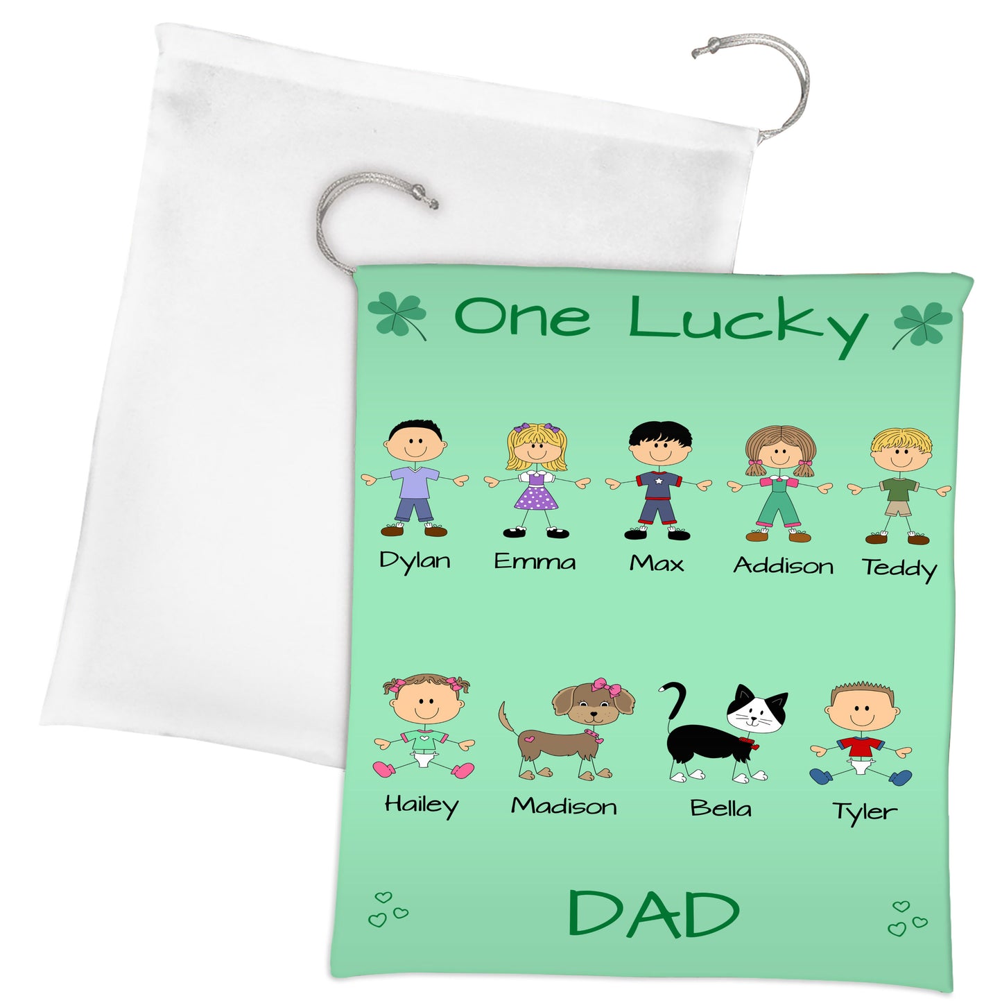 Personalized One Lucky Dog Cat Pets Grandpa, Uncle, Dad, Husband or Brother Gift Bag