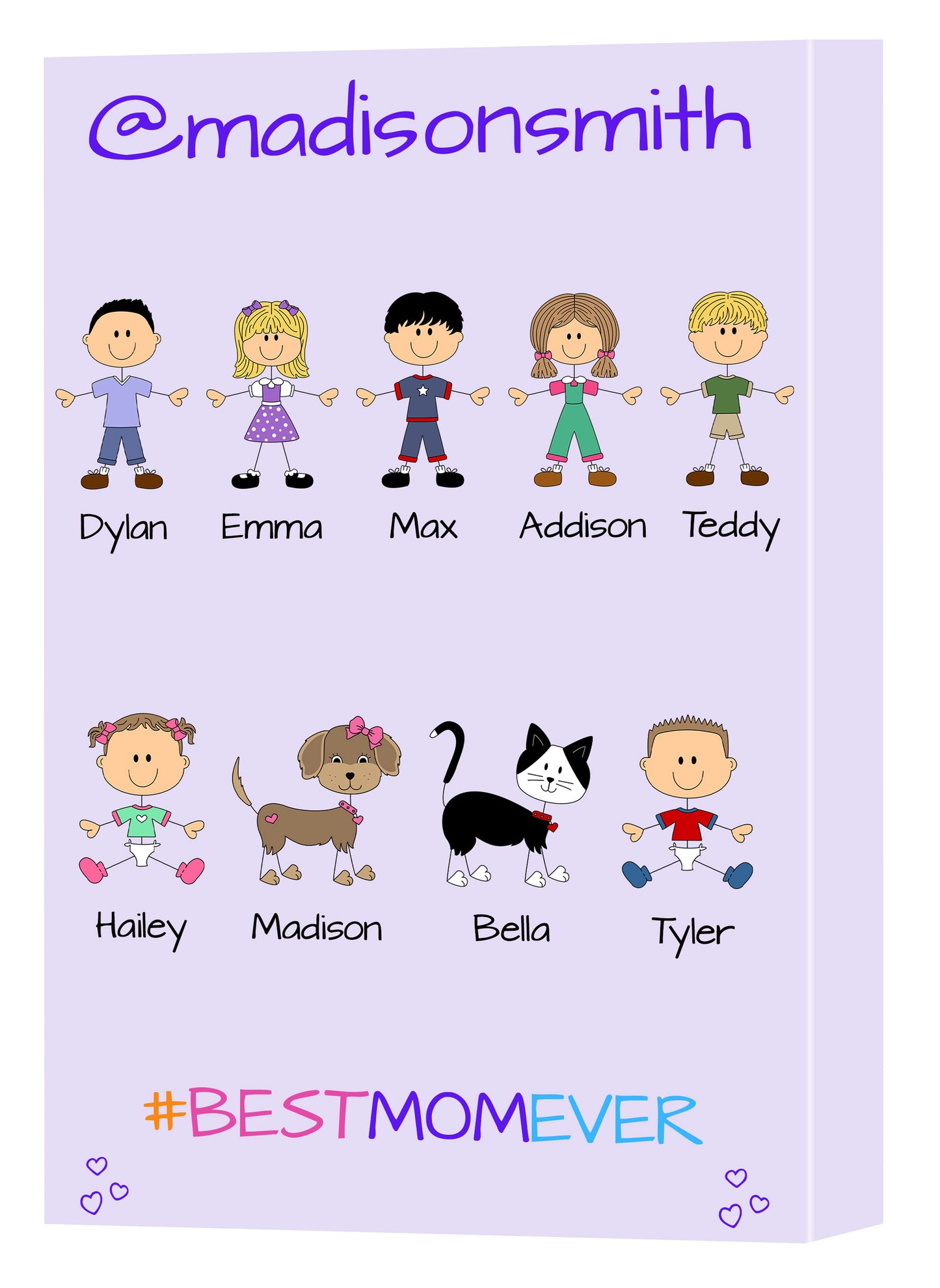 Personalized Dog Cat Pets Best Ever Grandma, Aunt, Mom, Wife or Sister Canvas Print Wall Art Décor