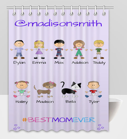Personalized Dog Cat Pets Best Ever Grandma, Aunt, Mom, Wife or Sister Shower Curtain