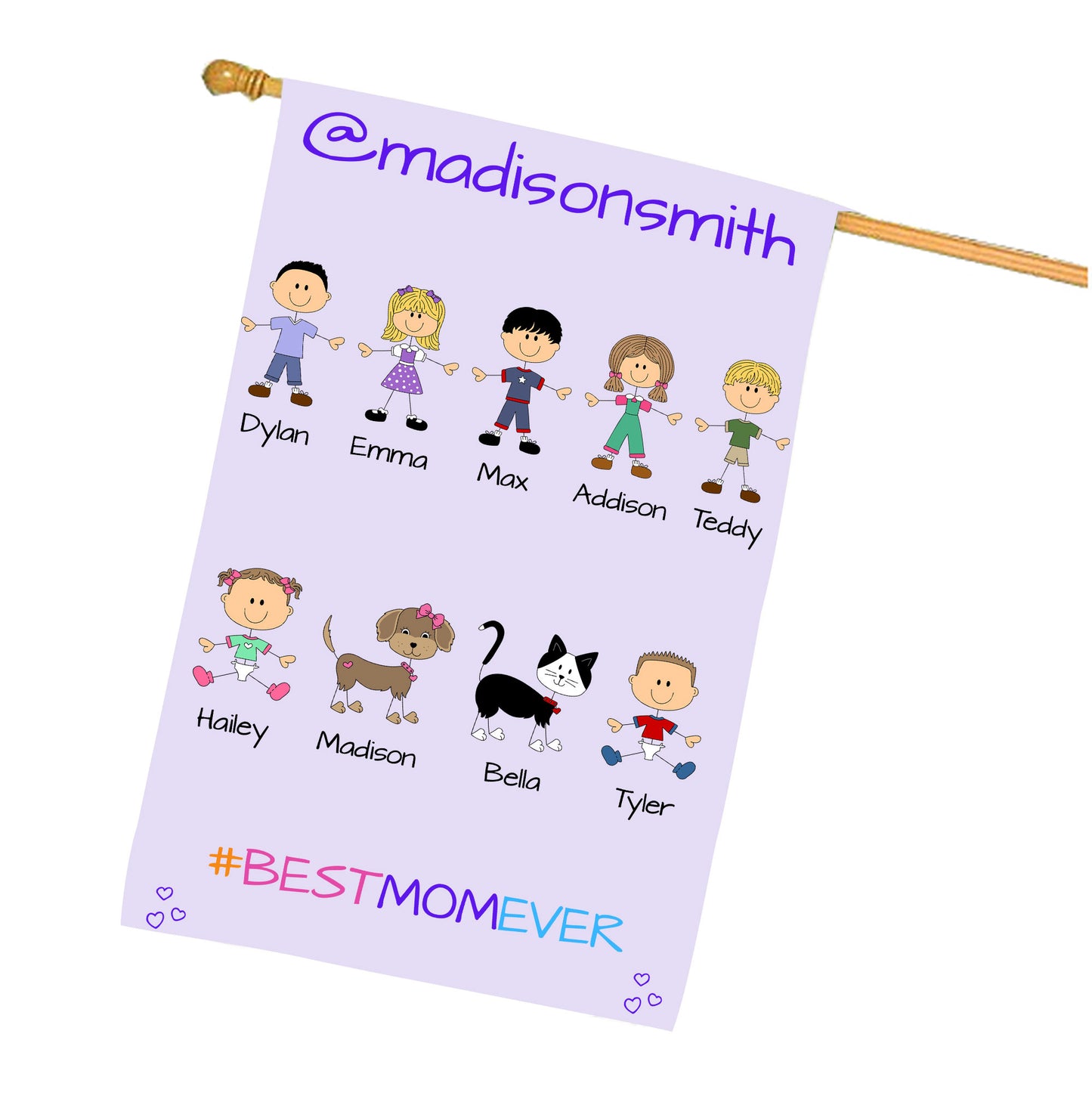 Personalized Dog Cat Pets Best Ever Grandma, Aunt, Mom, Wife or Sister House Flag
