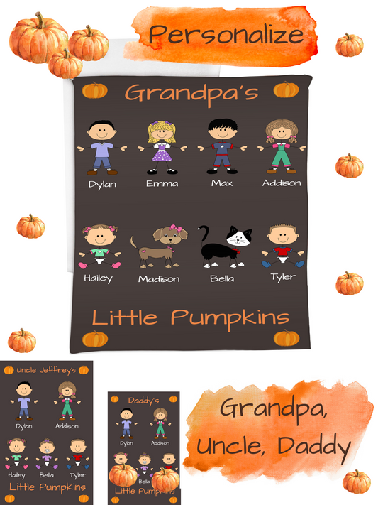 Personalized Dog Cat Pets Grandpa, Uncle, Dad, Husband or Brother's Little Pumpkins Gift Bag
