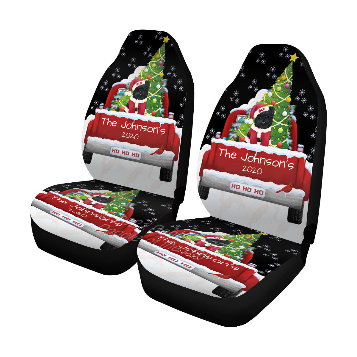 Personalized Travlin' Home for the Holidays Red Truck Affenpinscher Dog Car Seat Covers (Set of 2) CSCPERZ148001