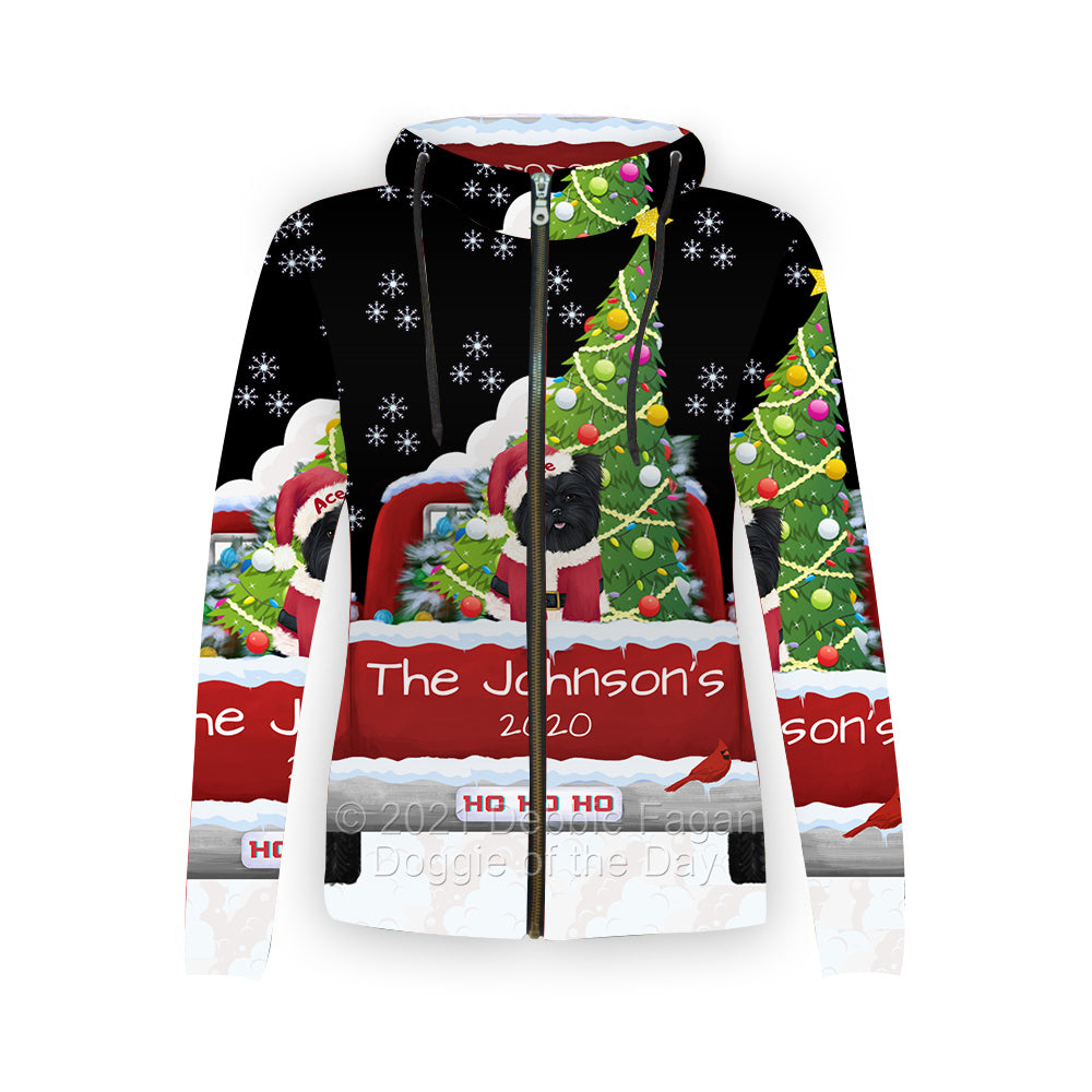 Personalized Travlin' Home for the Holidays Red Truck Affenpinscher Dog Full Zip Women's Hoodie WZHPERZ48001