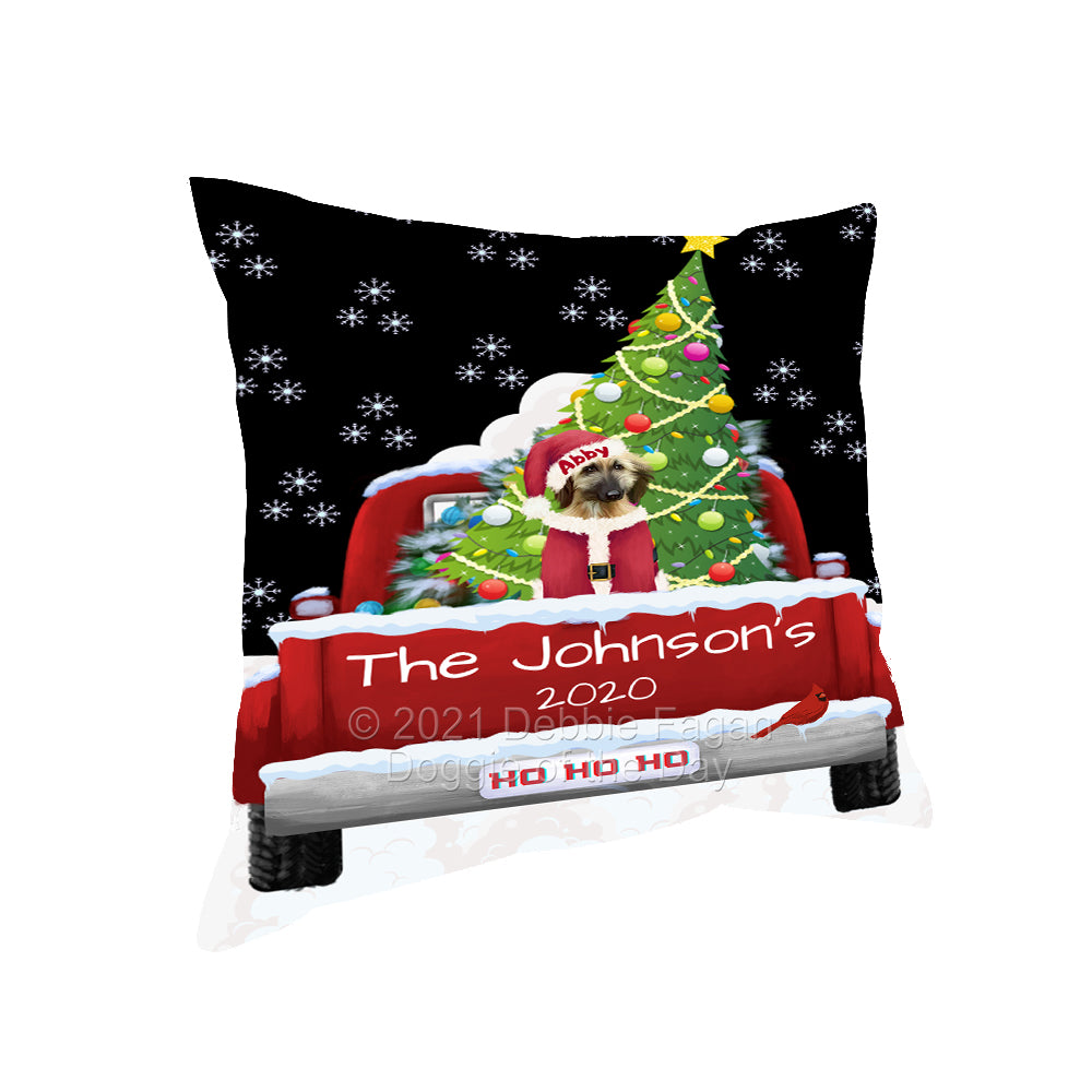 Personalized Travlin' Home for the Holidays Red Truck Afghan Hound Dog Pillow PLWPERZ148005
