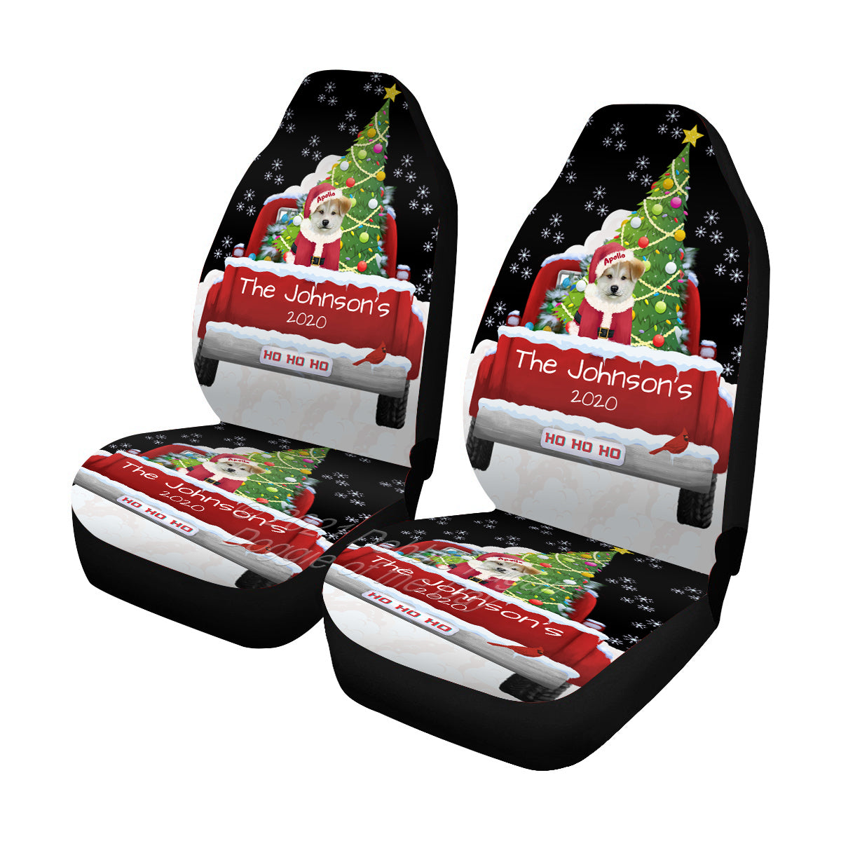 Personalized Travlin' Home for the Holidays Red Truck Akita Dog Car Seat Covers (Set of 2) CSCPERZ148004