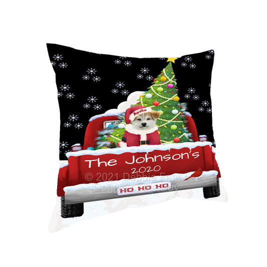 Personalized Travlin' Home for the Holidays Red Truck Akita Dog Pillow PLWPERZ148013