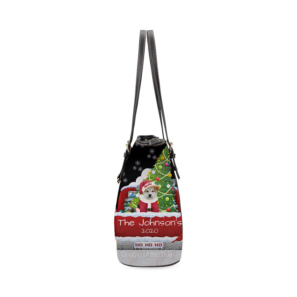 Personalized Travlin' Home for the Holidays Red Truck Akita Dog Euramerican Tote Bag TTBPERZ48004