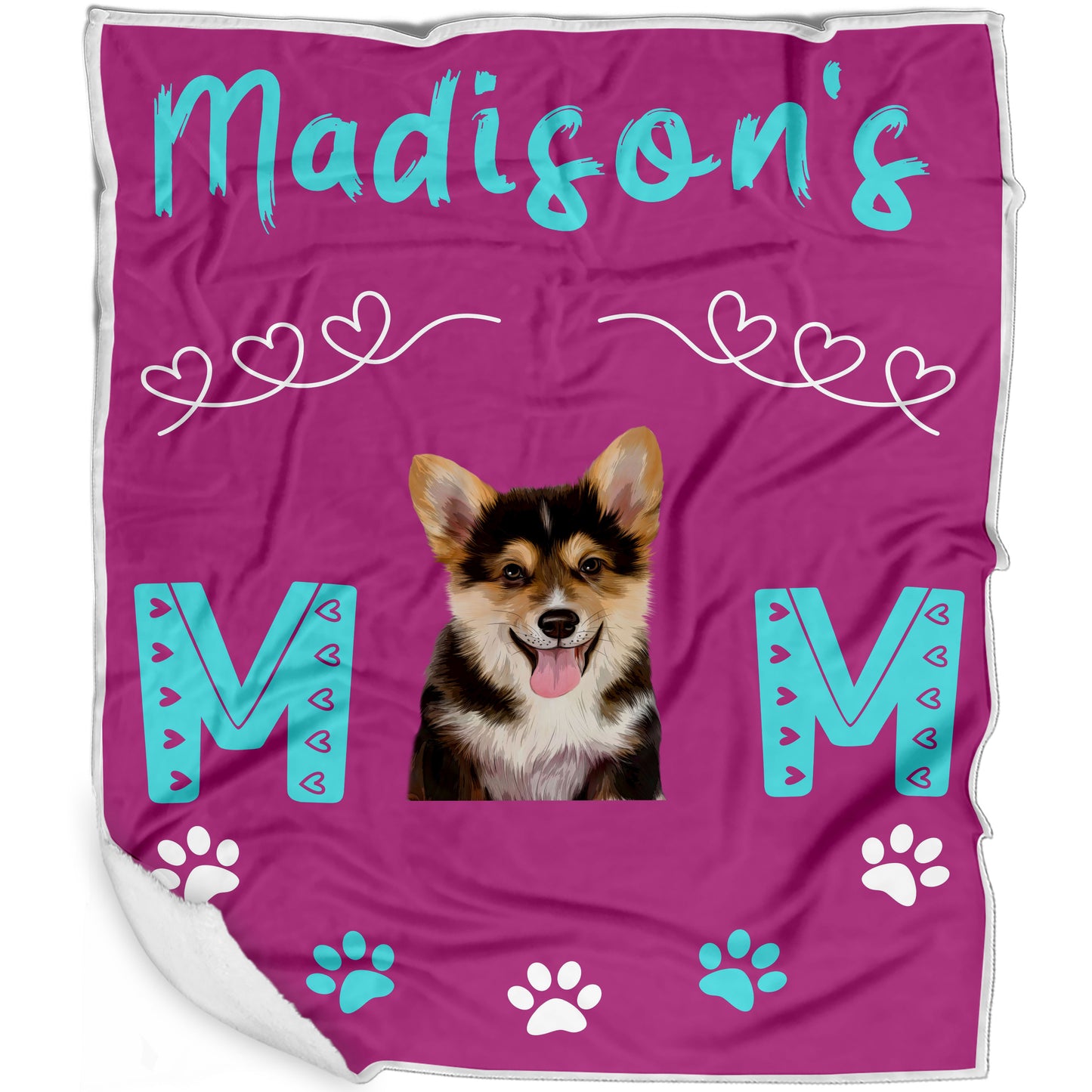 Personalized Mom's Dog Cat Pets Paw Print Blanket