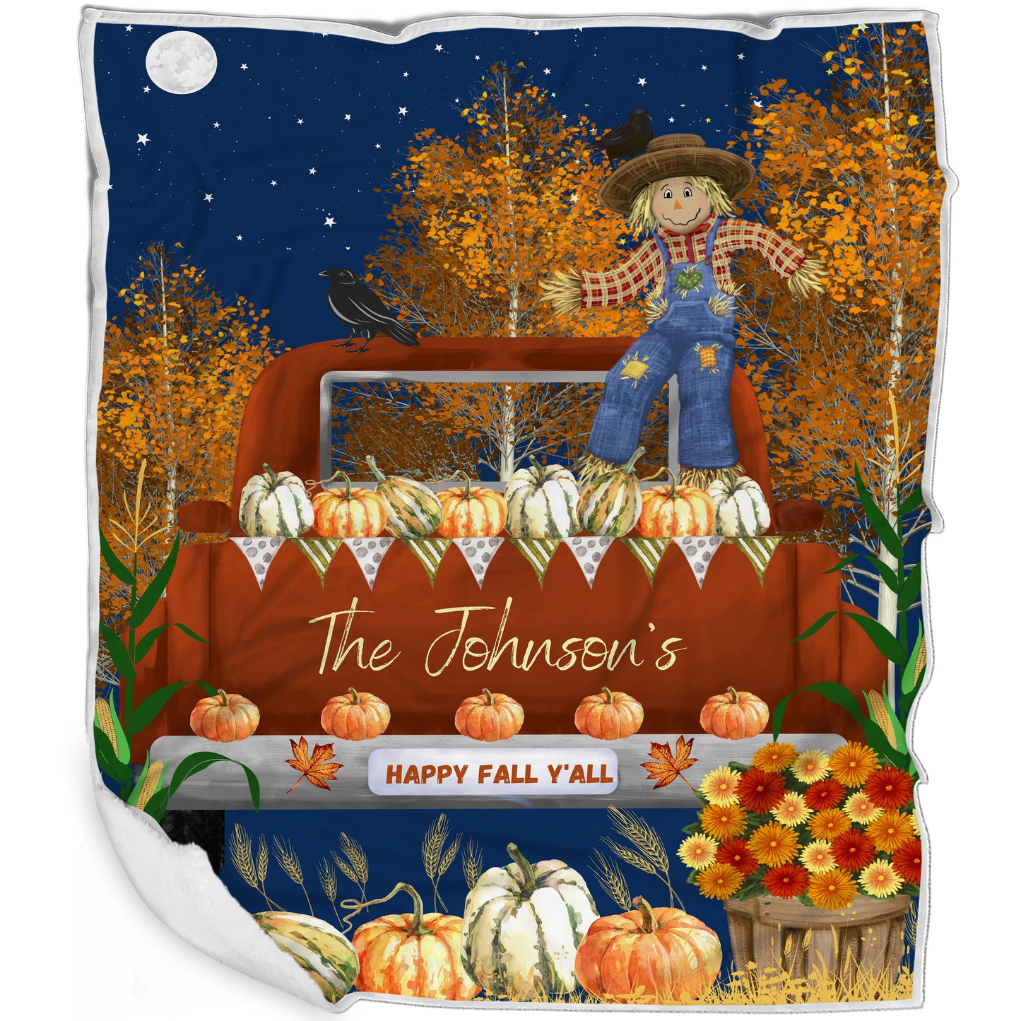 Personalized Happy Fall Y'All Blanket