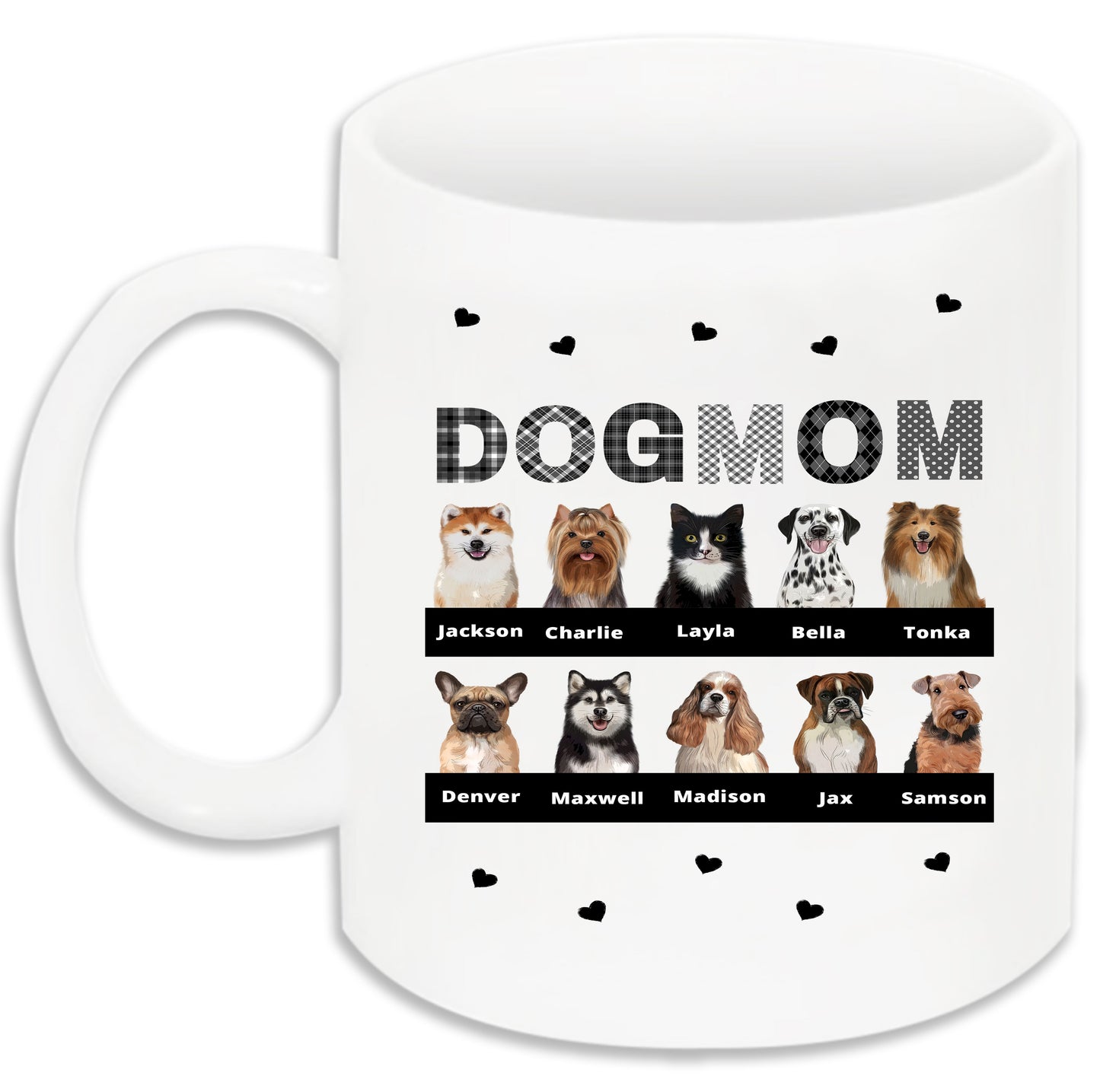 Personalized DOG MOM 11 OZ Coffee Mug 1 to 10 Pets