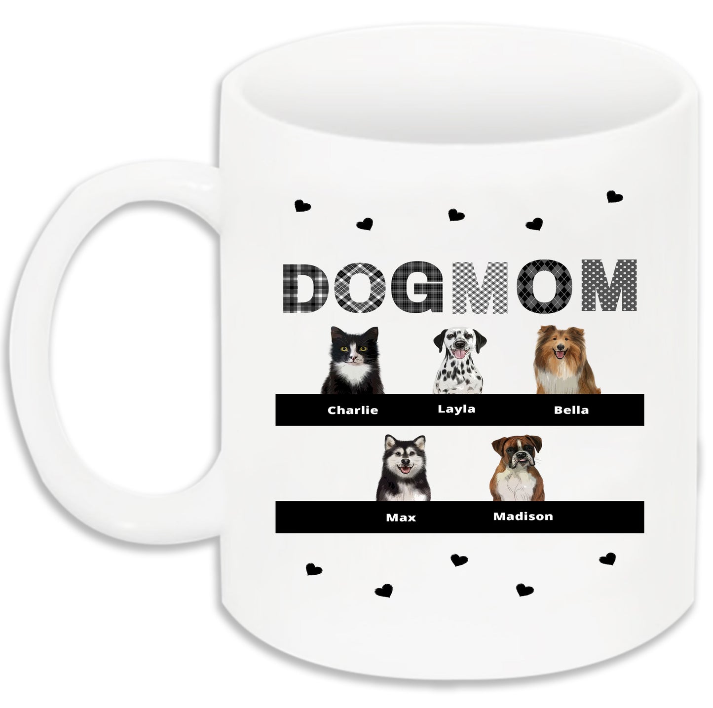 Personalized DOG MOM 11 OZ Coffee Mug 1 to 10 Pets