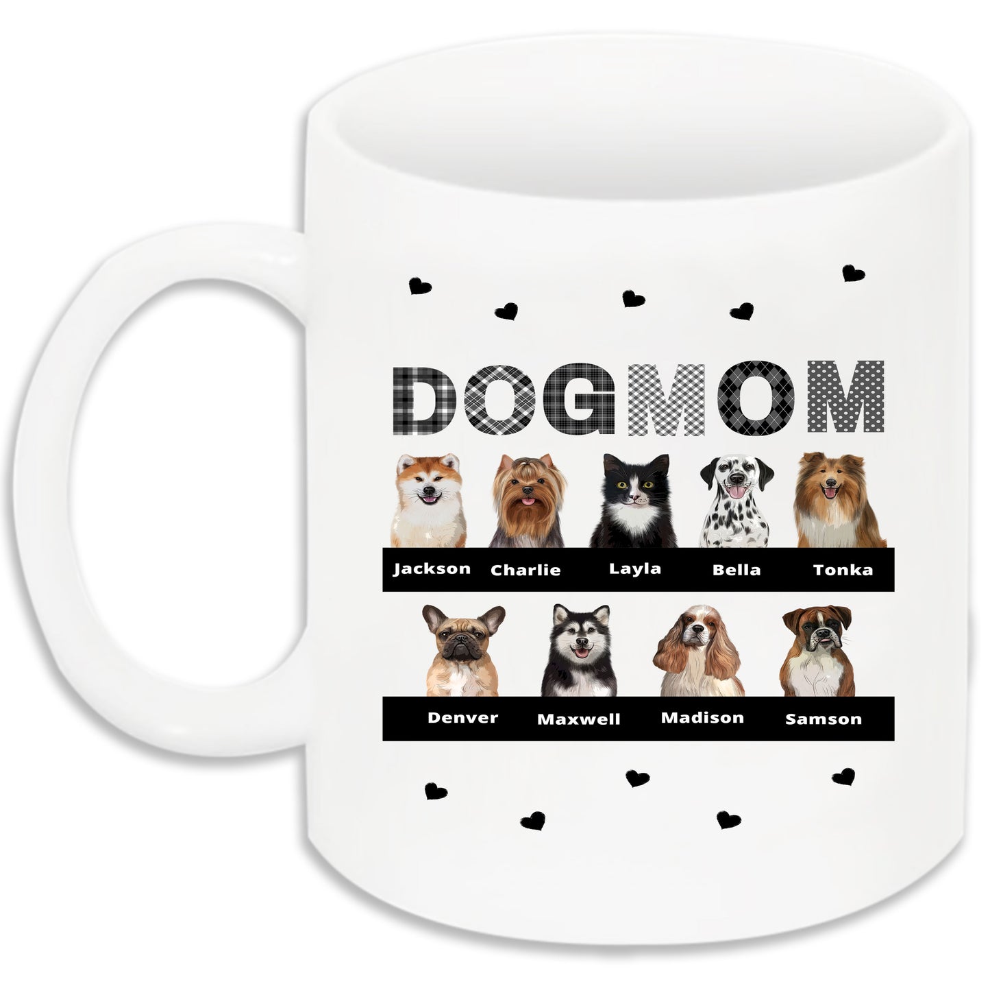 Personalized DOG MOM 11 OZ Coffee Mug 1 to 10 Pets