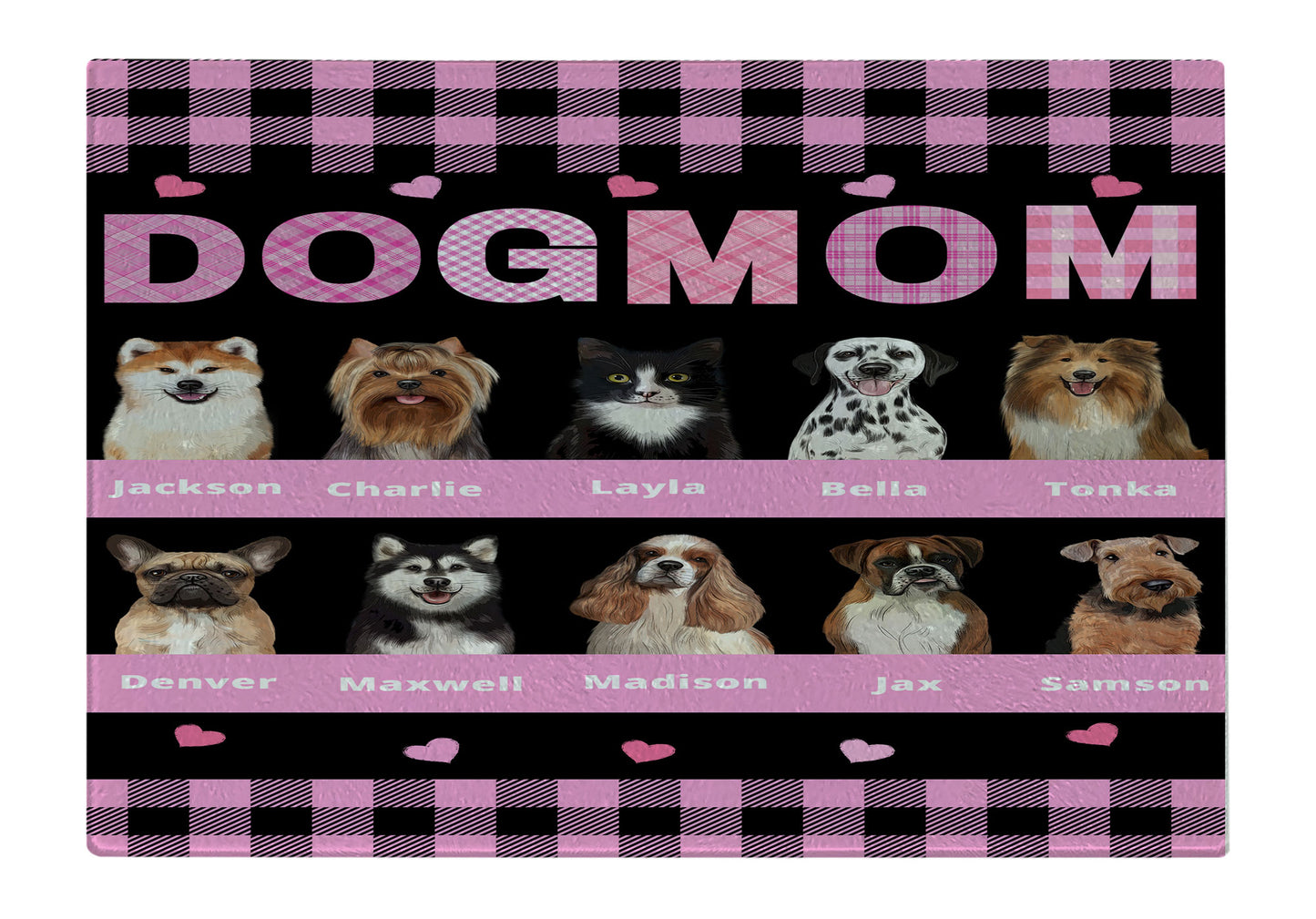 Personalized Dog MOM Cutting Board 1 to 10 Pets