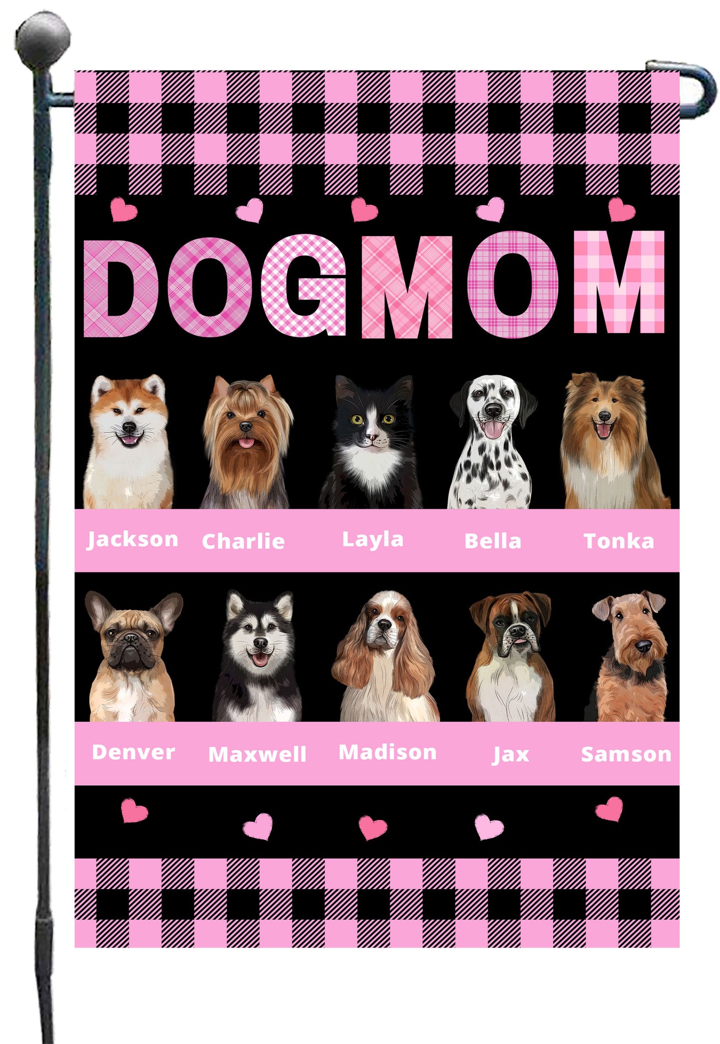Personalized Dog Cat Pet MOM Garden Flag 1-10 pets
