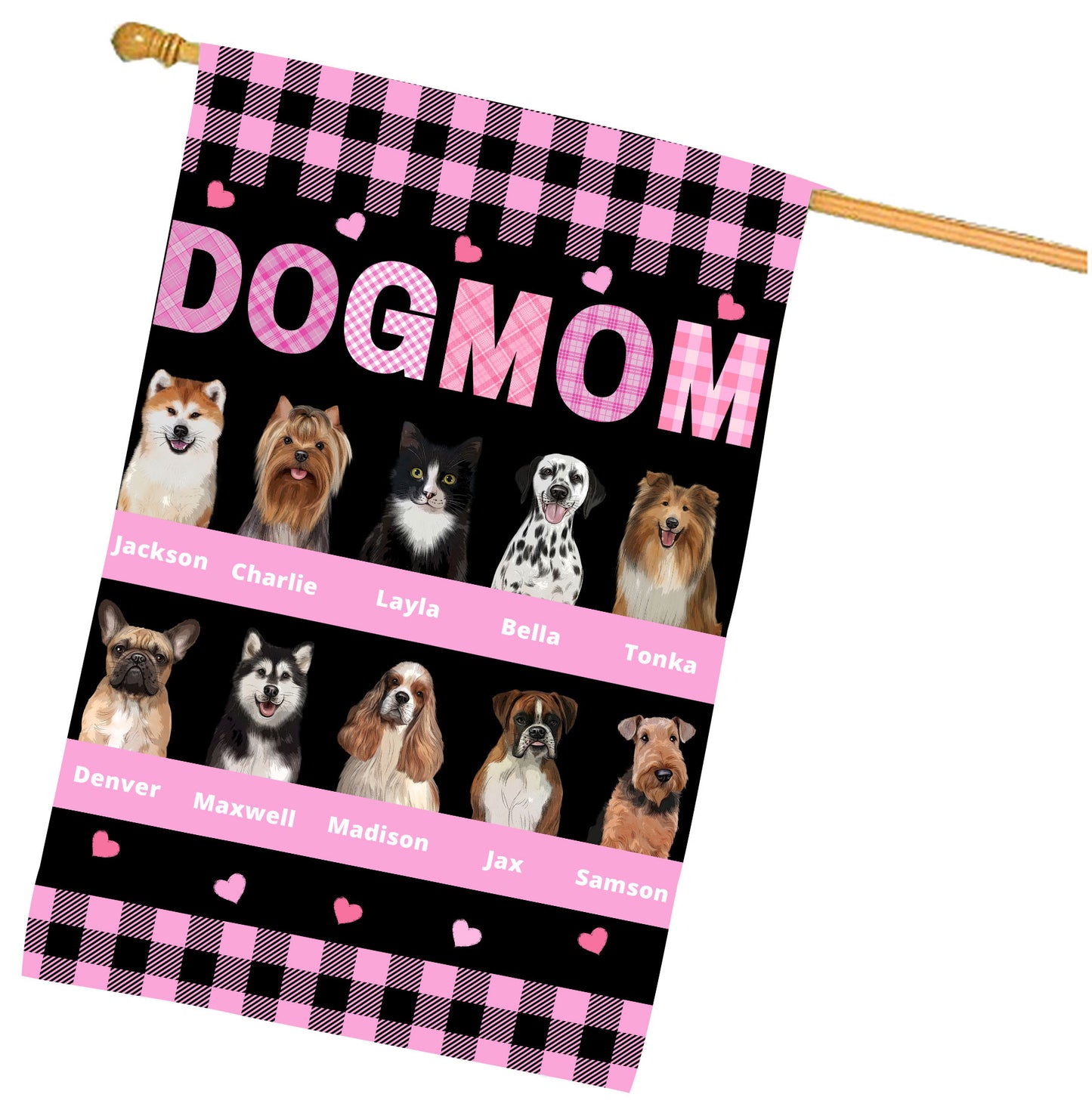 Personalized Dog MOM House Flag