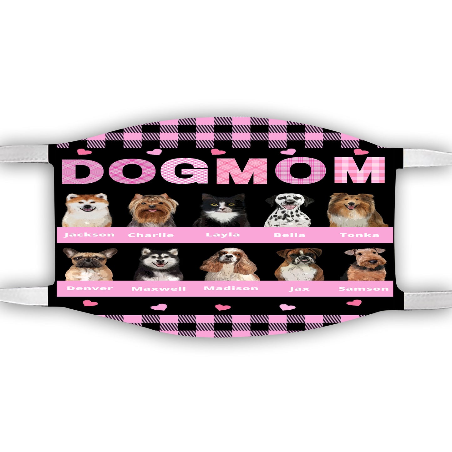 Personalized Dog Cat Pet Mom Face Mask 1-10 Pets