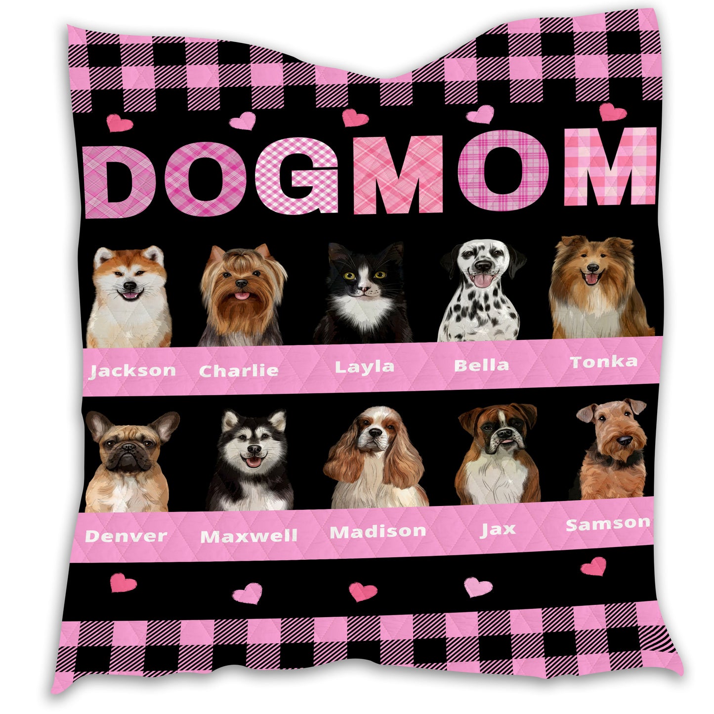 Personalized Dog Cat Pet Mom Quilt 1-10 Pets