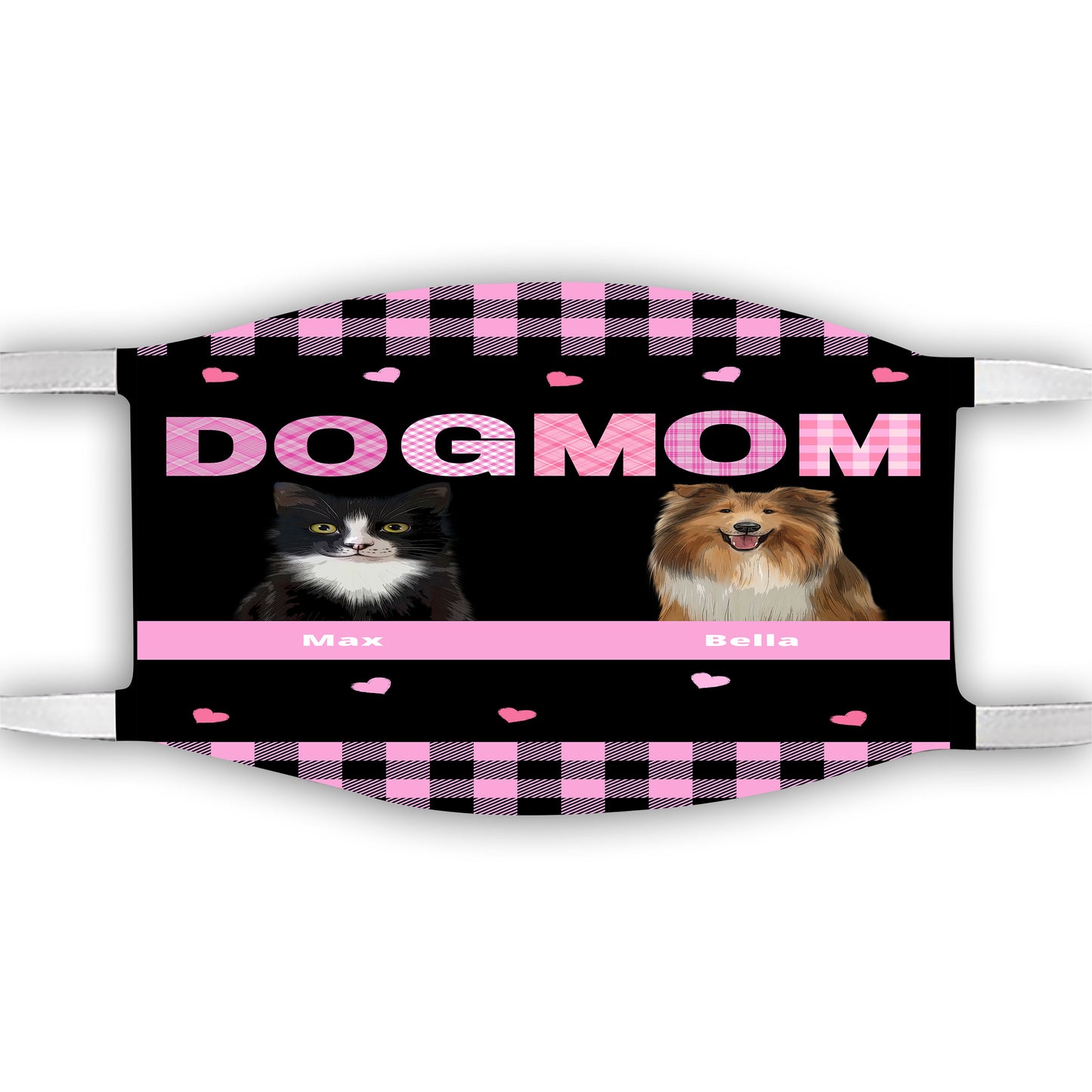 Personalized Dog Cat Pet Mom Face Mask 1-10 Pets