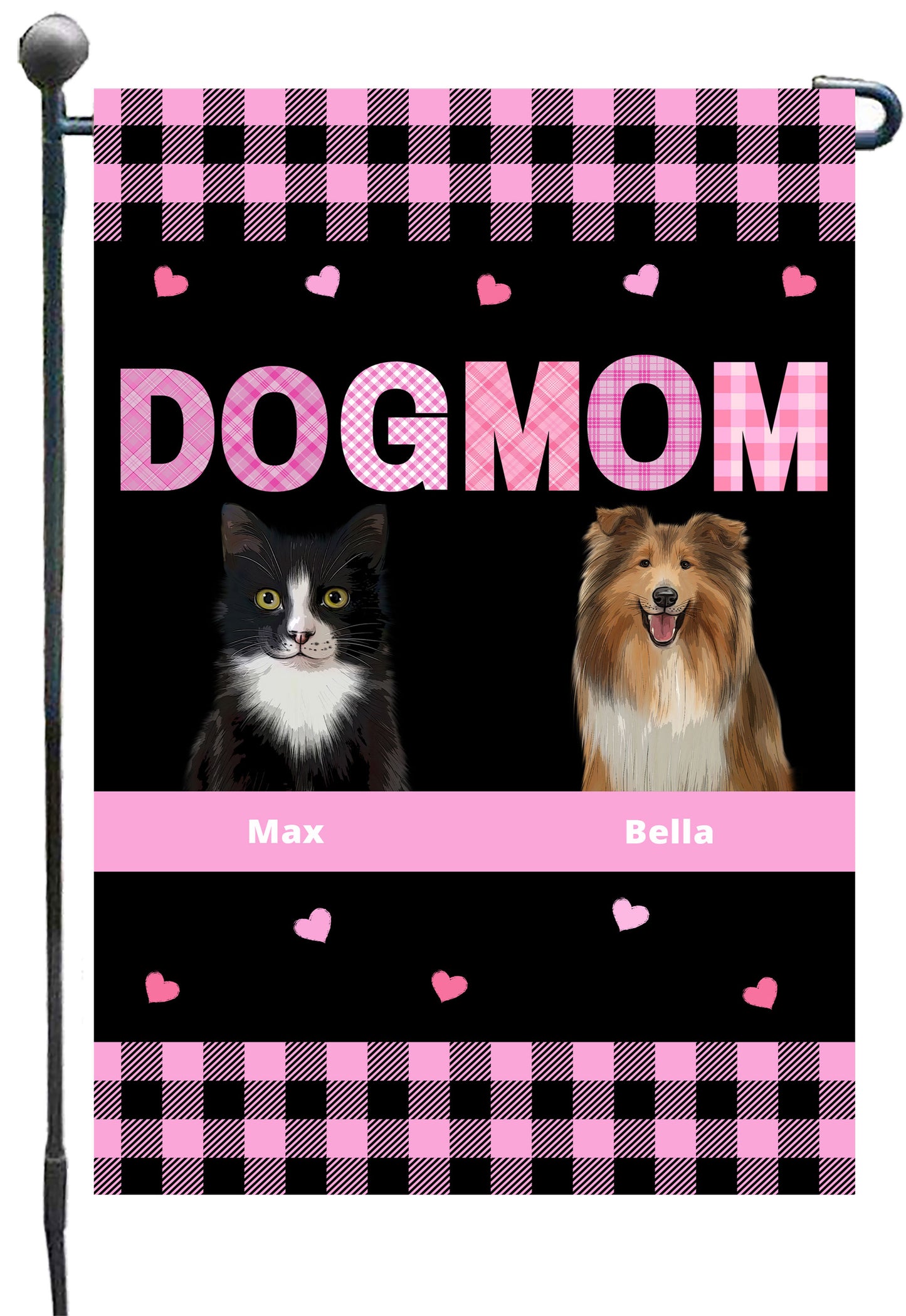 Personalized Dog Cat Pet MOM Garden Flag 1-10 pets