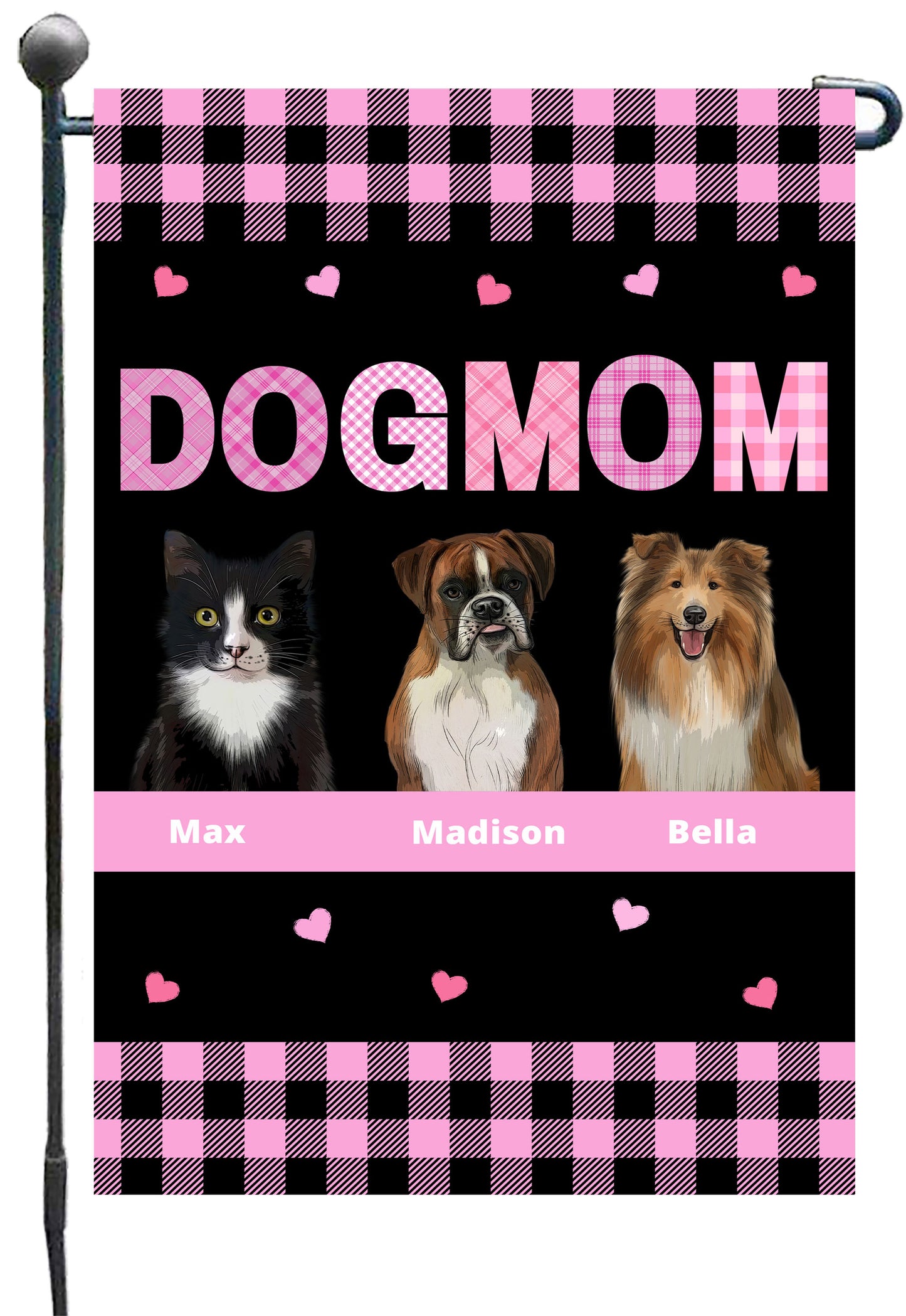 Personalized Dog Cat Pet MOM Garden Flag 1-10 pets