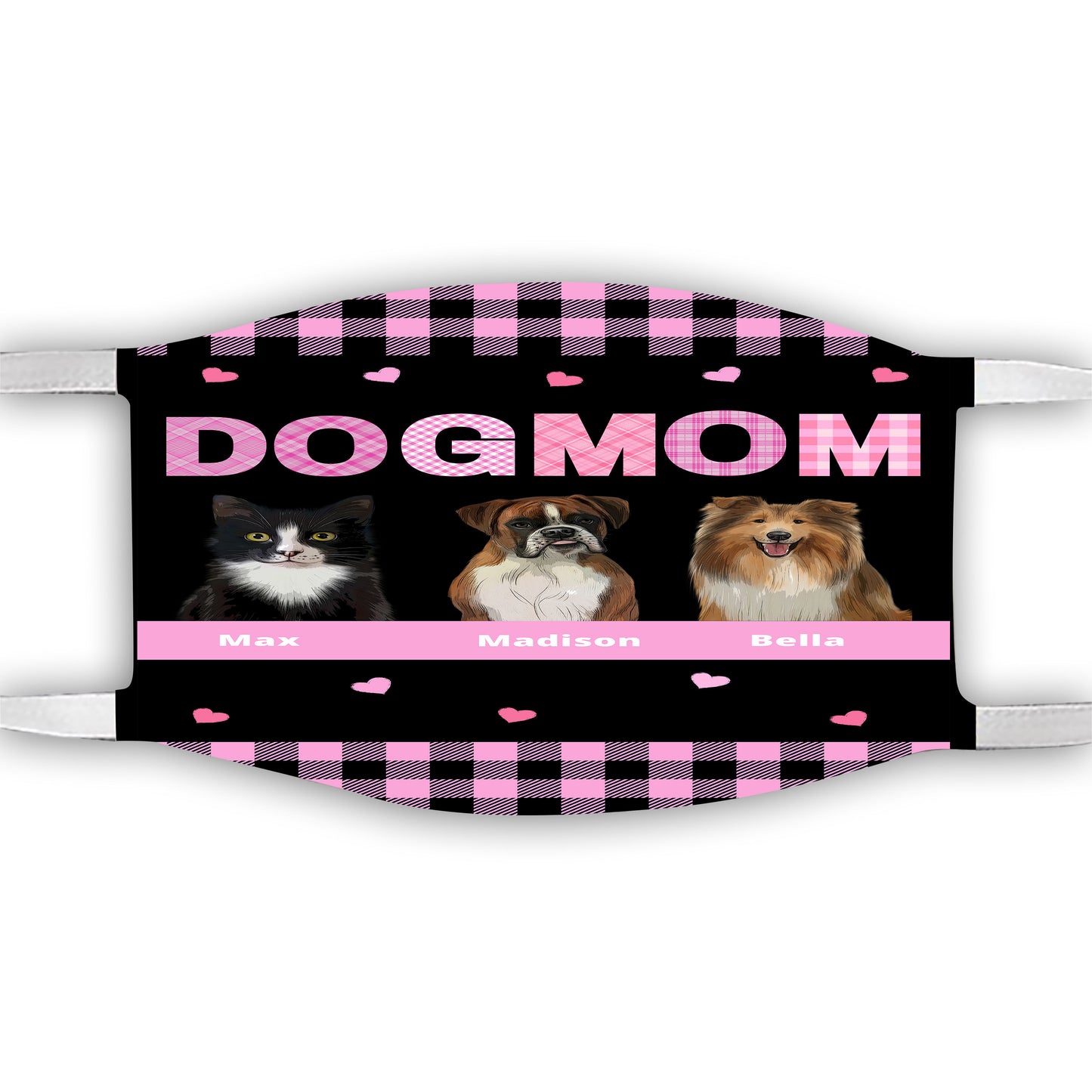 Personalized Dog Cat Pet Mom Face Mask 1-10 Pets