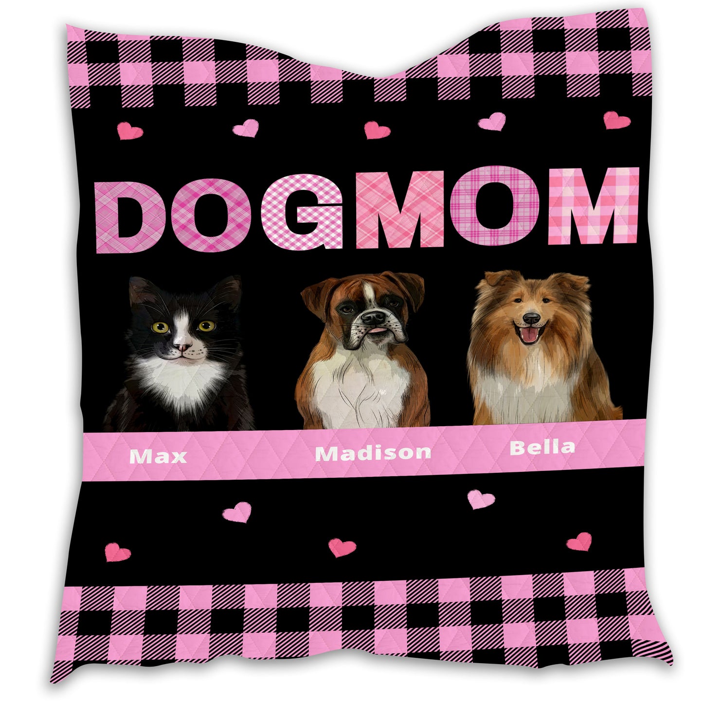 Personalized Dog Cat Pet Mom Quilt 1-10 Pets
