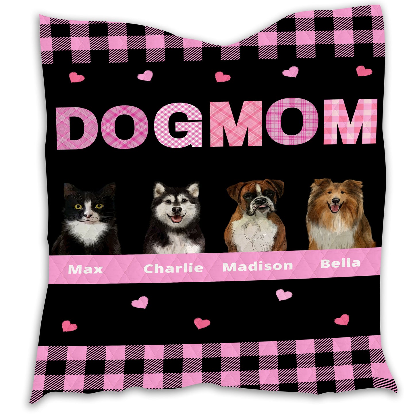 Personalized Dog Cat Pet Mom Quilt 1-10 Pets