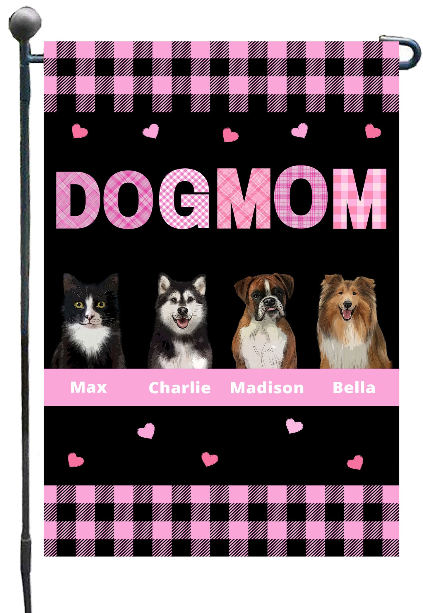 Personalized Dog Cat Pet MOM Garden Flag 1-10 pets