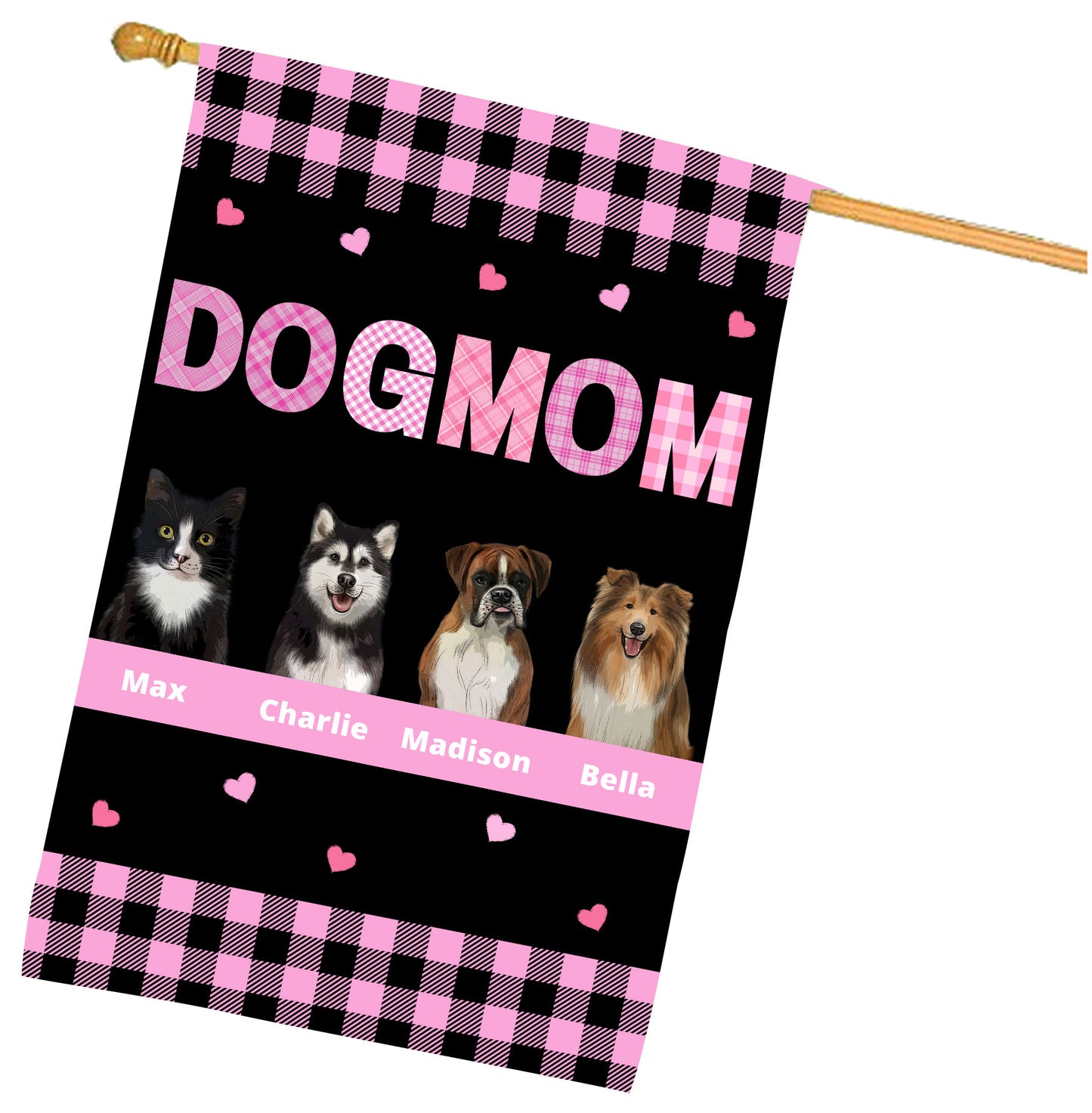 Personalized Dog MOM House Flag