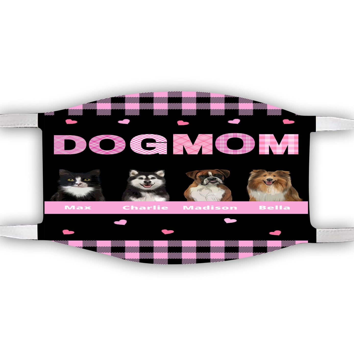Personalized Dog Cat Pet Mom Face Mask 1-10 Pets