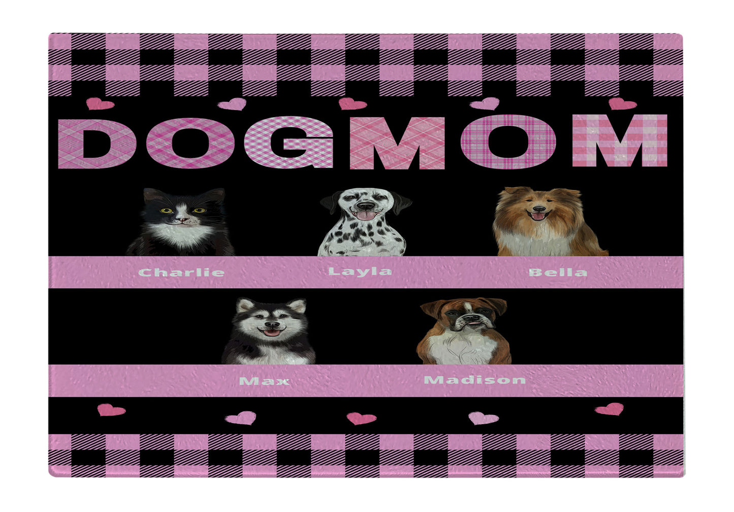 Personalized Dog MOM Cutting Board 1 to 10 Pets