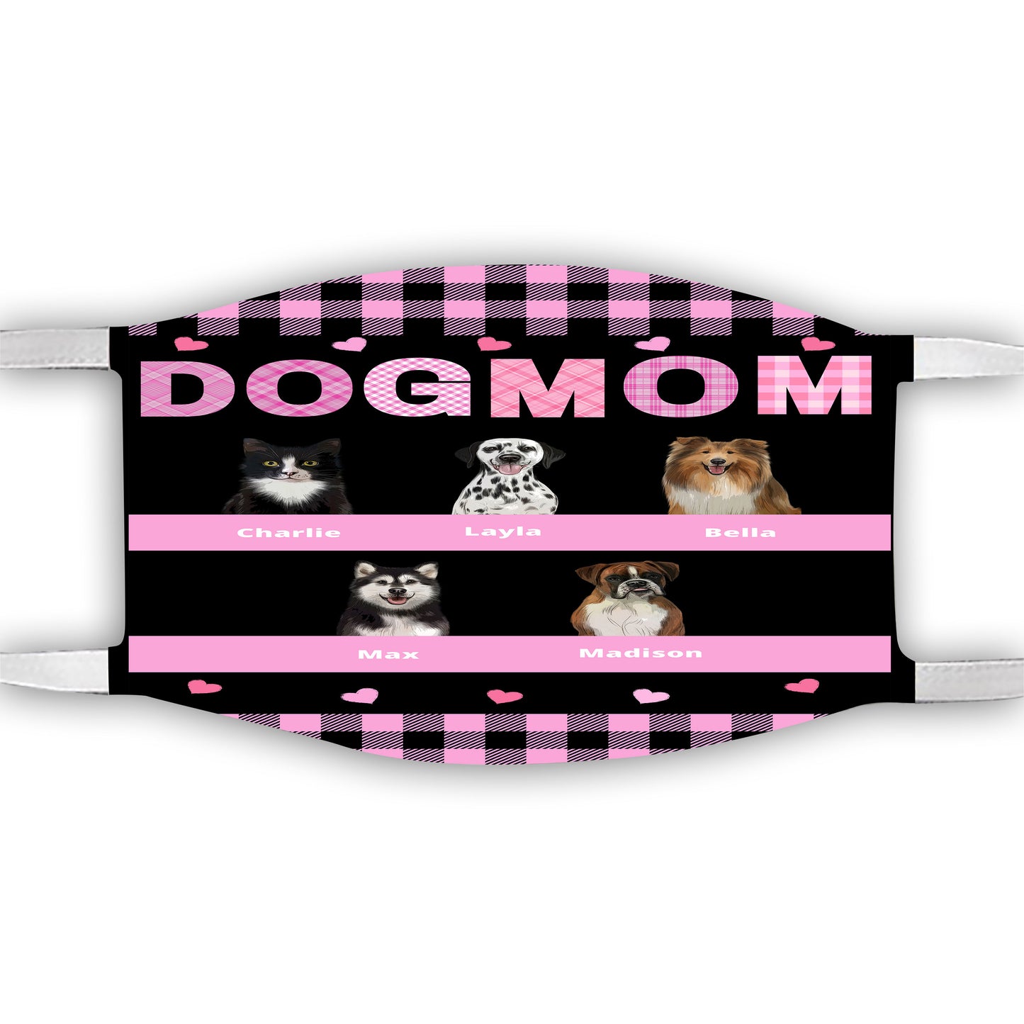 Personalized Dog Cat Pet Mom Face Mask 1-10 Pets