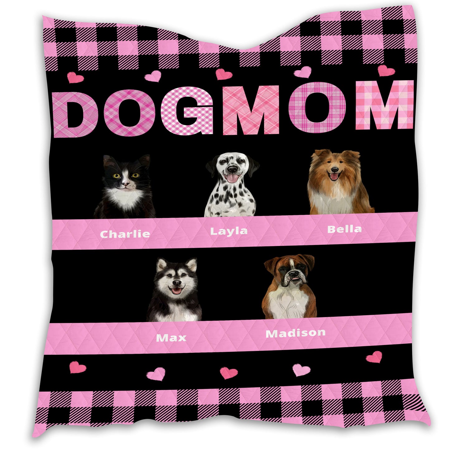 Personalized Dog Cat Pet Mom Quilt 1-10 Pets