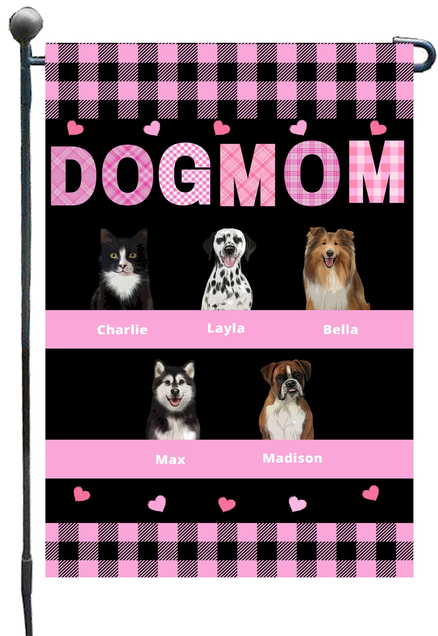 Personalized Dog Cat Pet MOM Garden Flag 1-10 pets