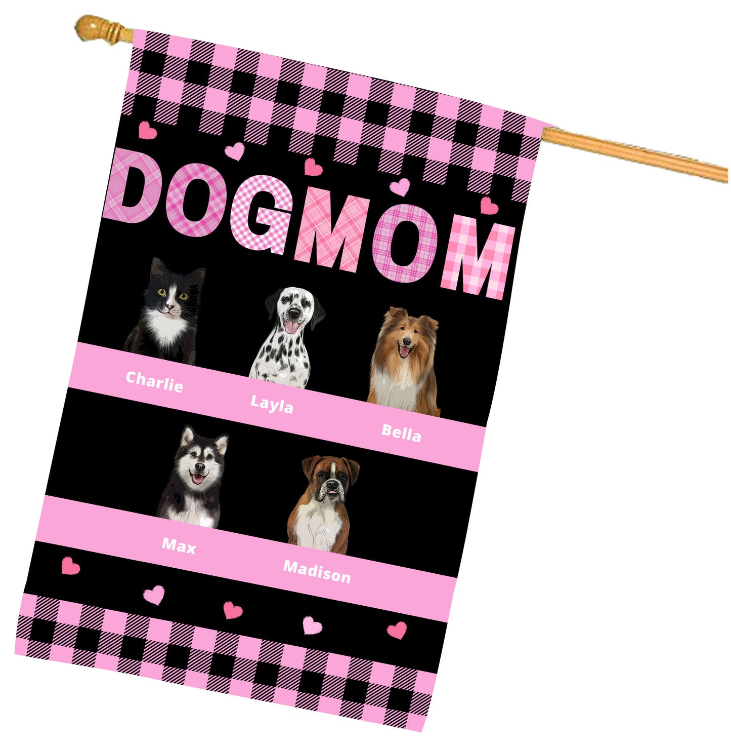 Personalized Dog MOM House Flag