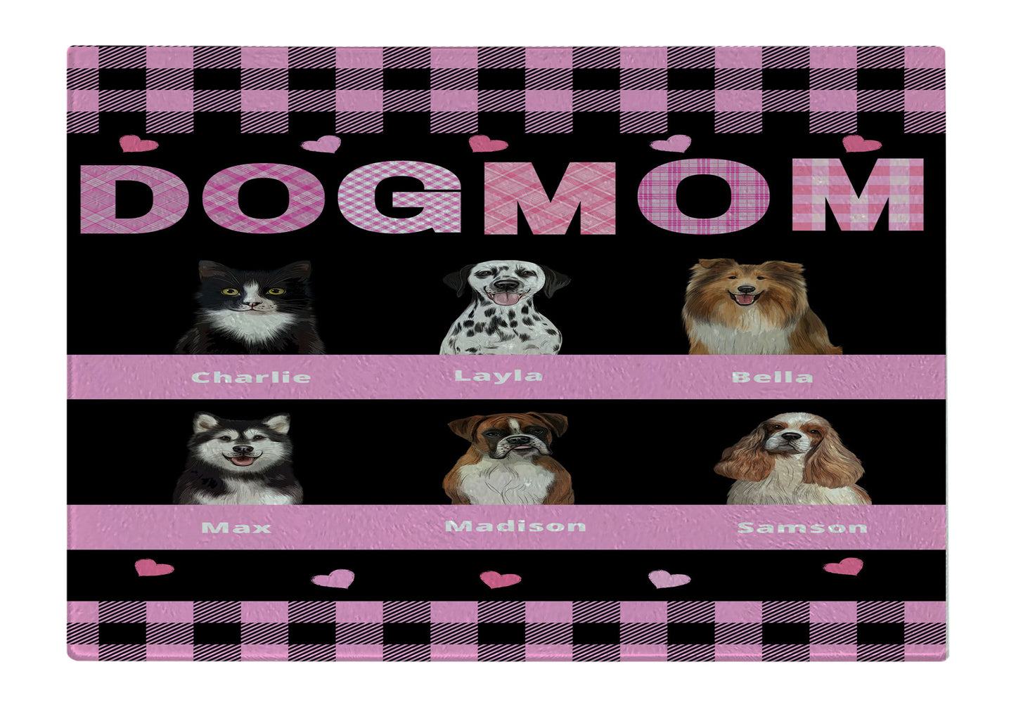 Personalized Dog MOM Cutting Board 1 to 10 Pets